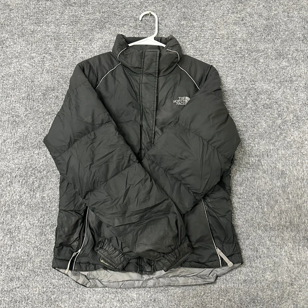 The North Face Puffer Jacket Womens Size M Black Goose Down Insulated Mock Neck